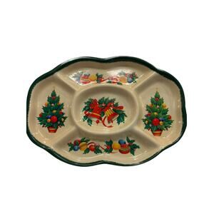 Vintage Christmas Holidays Divided Serving Snack Party Tray Berman Industries